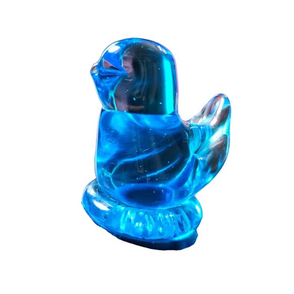 Leo Ward Terra Studios Bluebird of Happiness Blue Glass Signed 1998 2x2 size - Picture 2 of 7